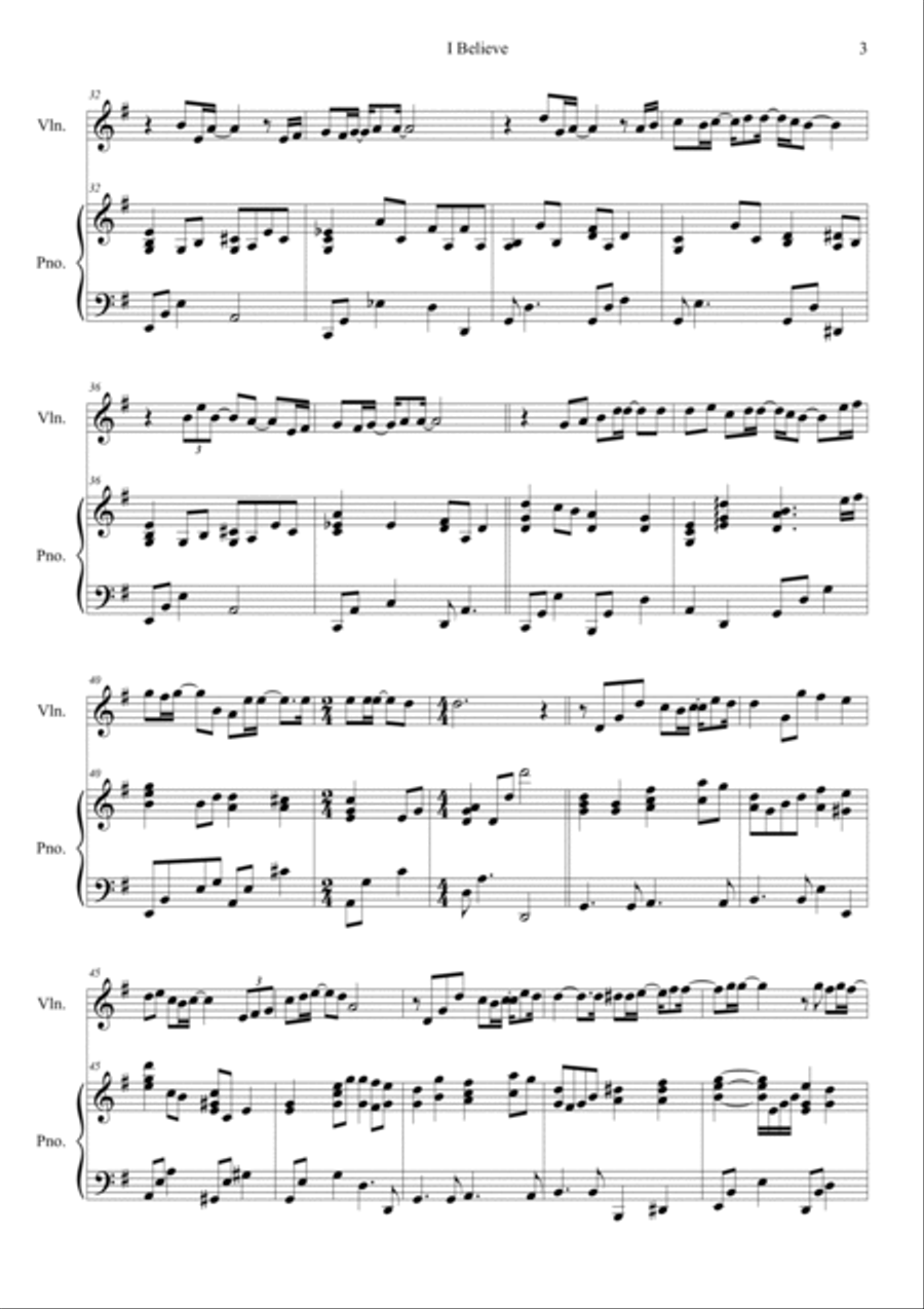 I Believe I Believe Violin Solo scores gallery preview page 3