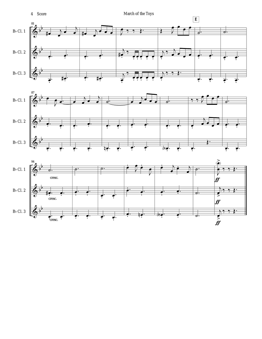 March of the Toys by Victor Herbert set for Clarinet Trio Clarinet Trio scores gallery preview page 4