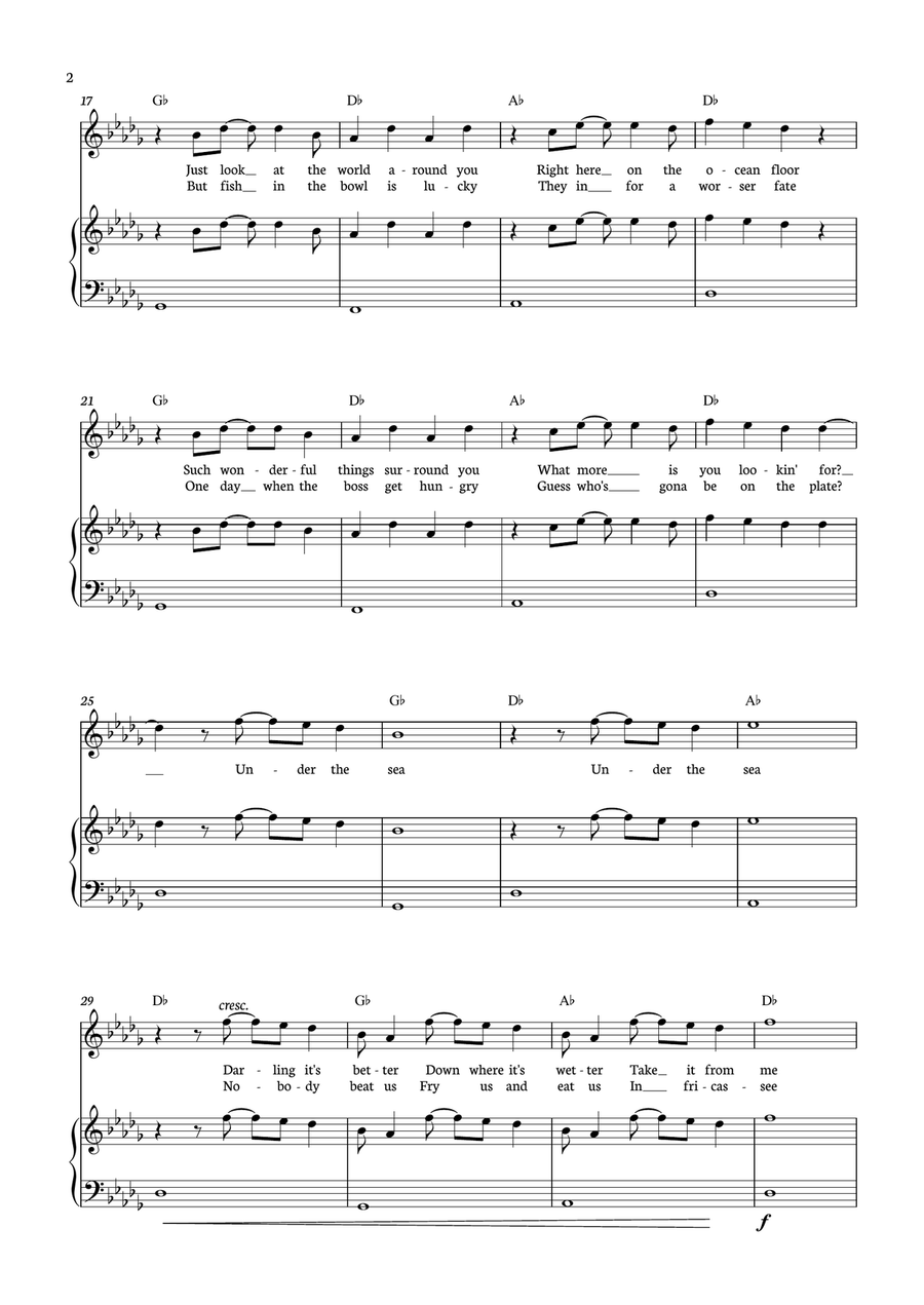 Under The Sea Piano, Vocal scores gallery preview page 2