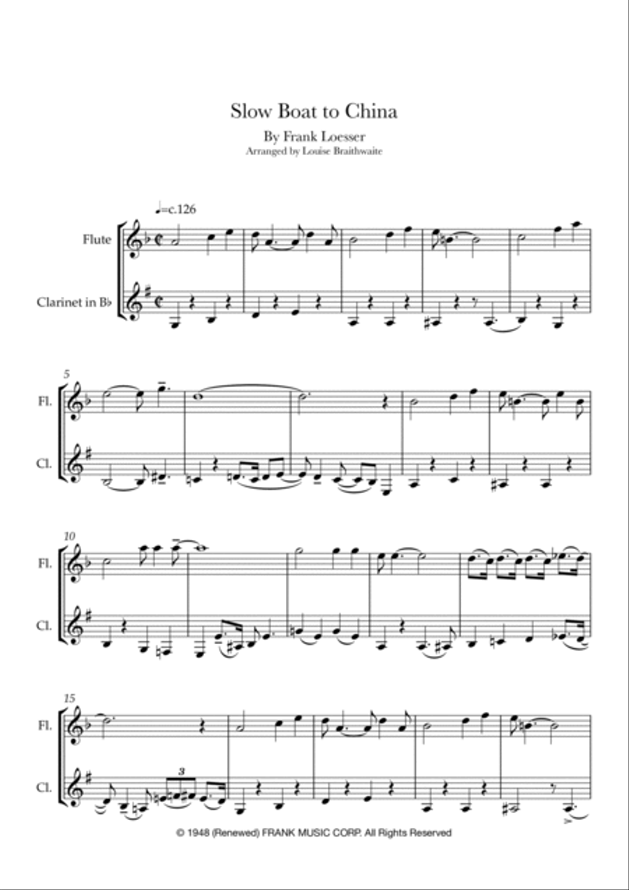 On A Slow Boat To China Woodwind Ensemble scores gallery preview page 2
