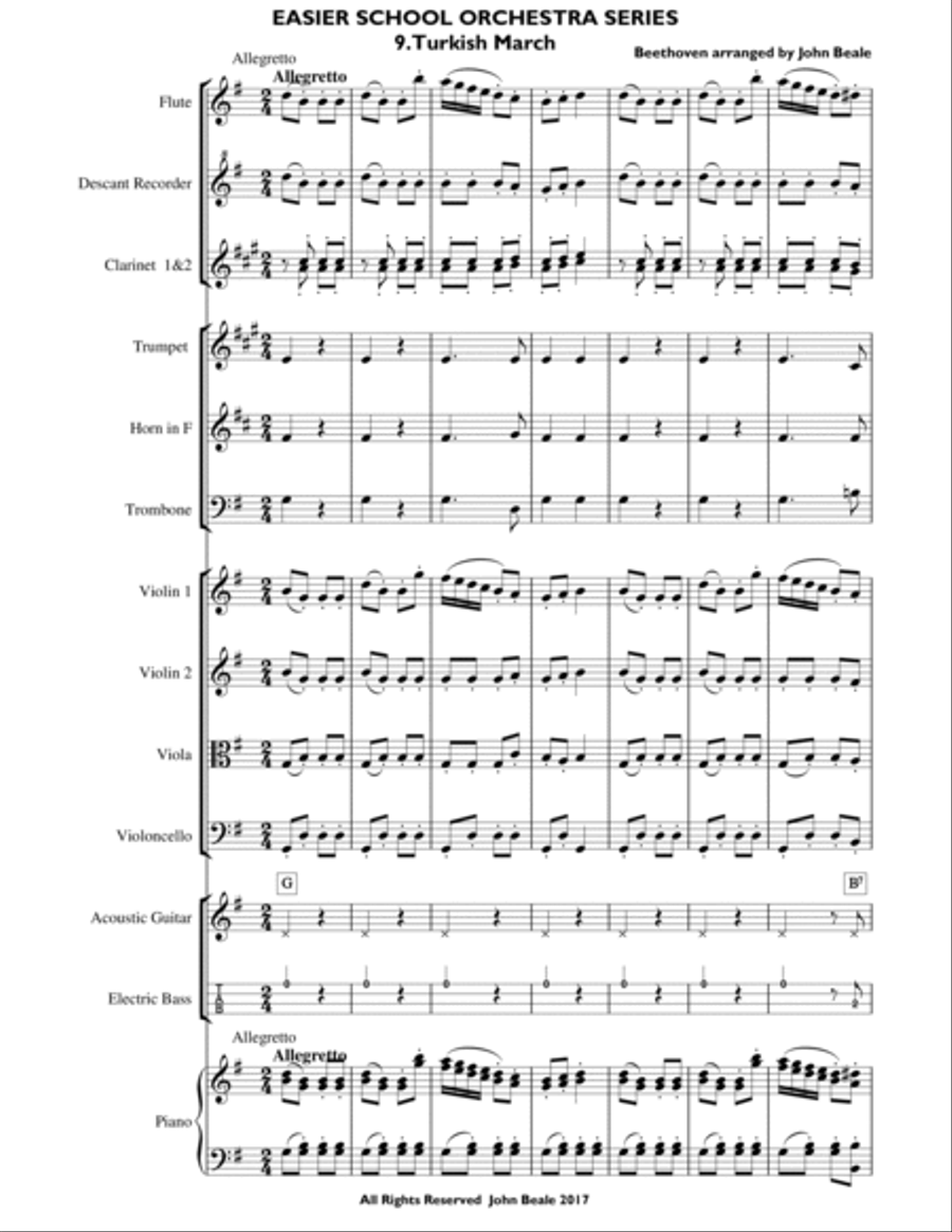 EASIER SCHOOL ORCHESTRA SERIES 9 Turkish March Beethoven Full Orchestra scores gallery preview page 2