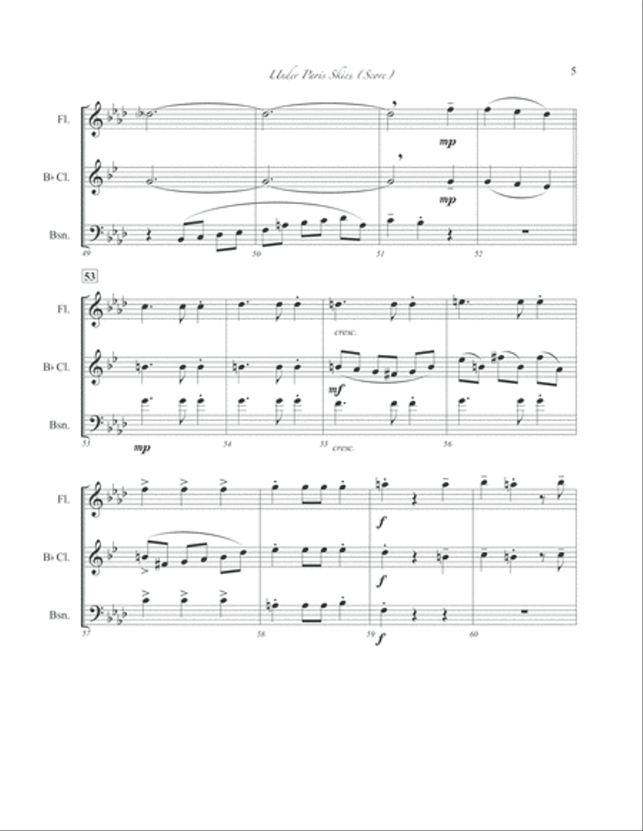 Under Paris Skies Woodwind Trio scores gallery preview page 6