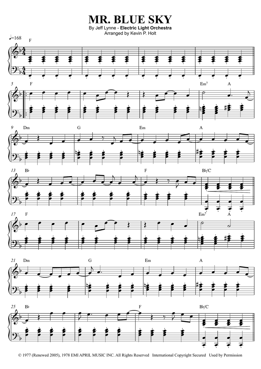 Mr. Blue Sky Piano Solo scores gallery preview page 1