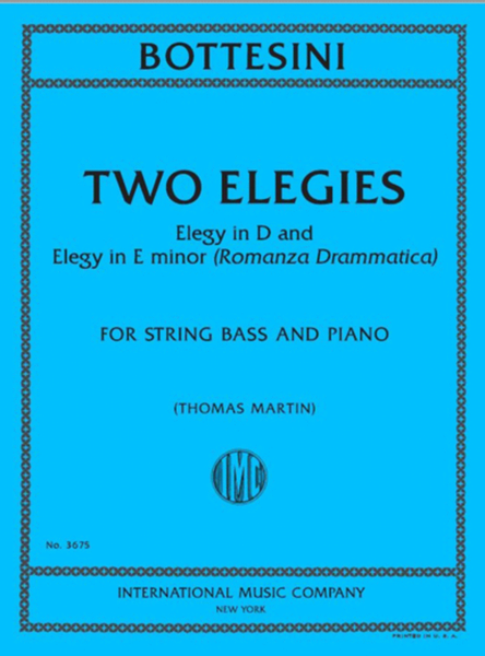 Two Elegies: Elegy In D And Elegy In E Minor (Romanza Drammatica)