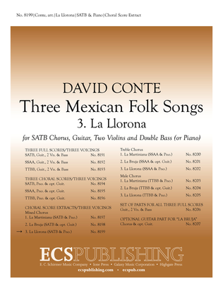 Three Mexican Folk Songs: 3. La Llorona (Piano/Choral Score)