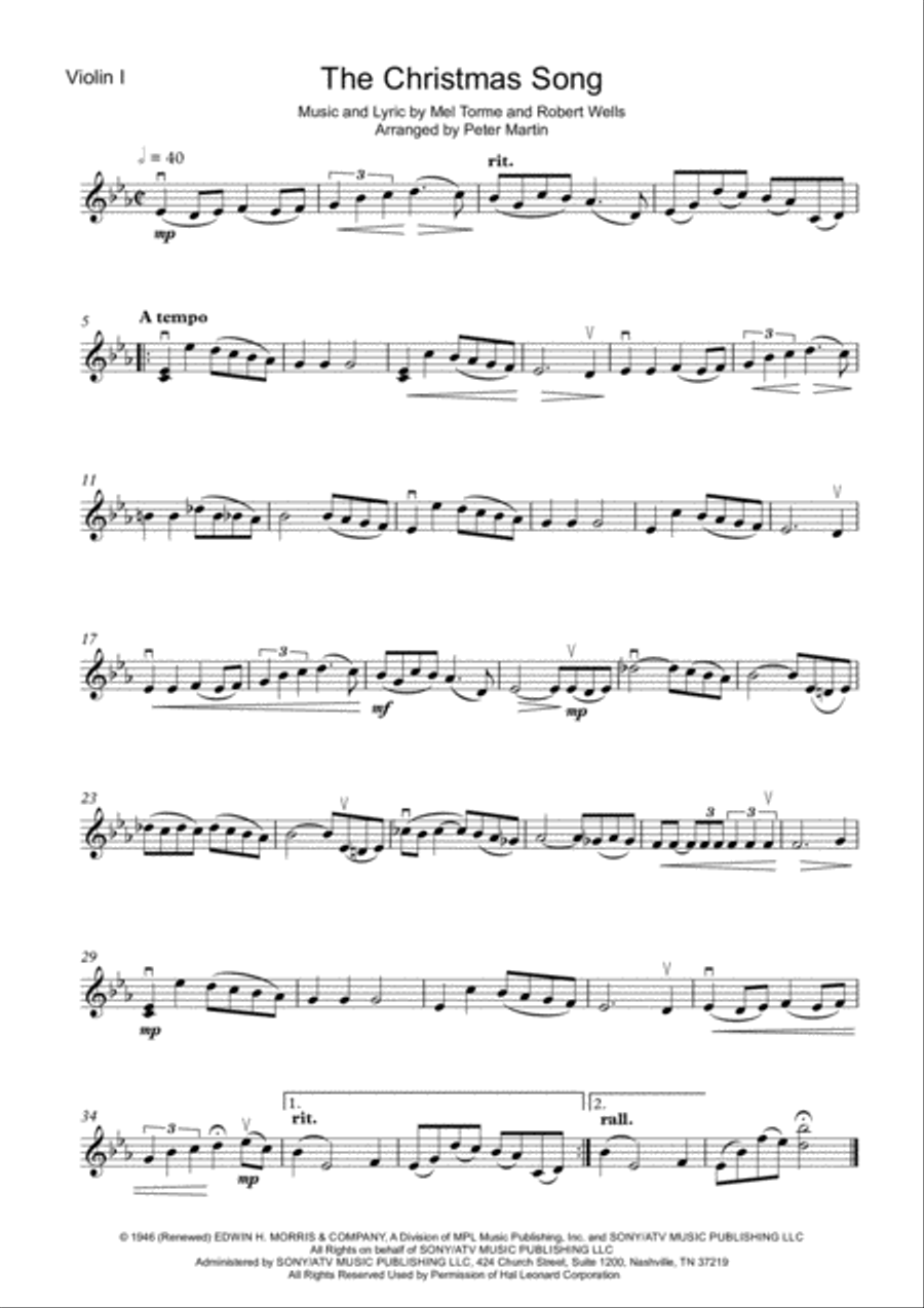 The Christmas Song (Chestnuts Roasting On An Open Fire) String Quartet scores gallery preview page 3
