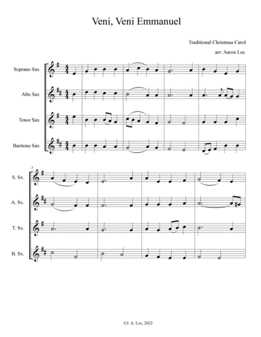 Nine Christmas Chorales (for saxophone quartet)