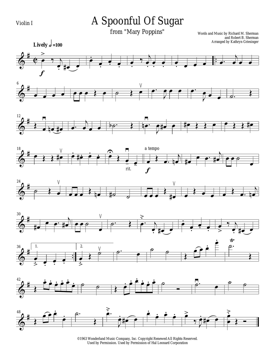 A Spoonful Of Sugar A Spoonful Of Sugar String Quartet scores gallery preview page 1