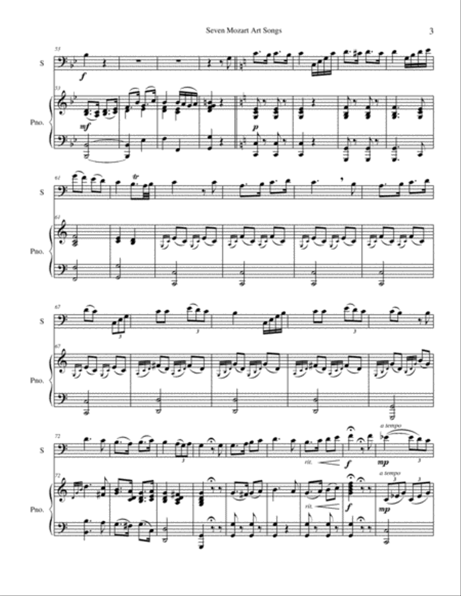 Seven Mozart Art Songs Bassoon scores gallery preview page 3