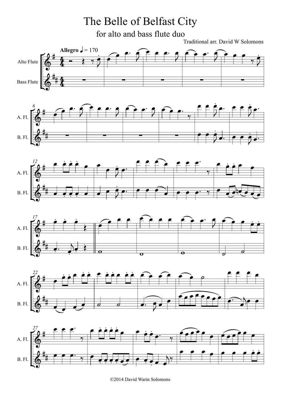 The Belle of Belfast city for alto and bass flute Flute Duet scores gallery preview page 1