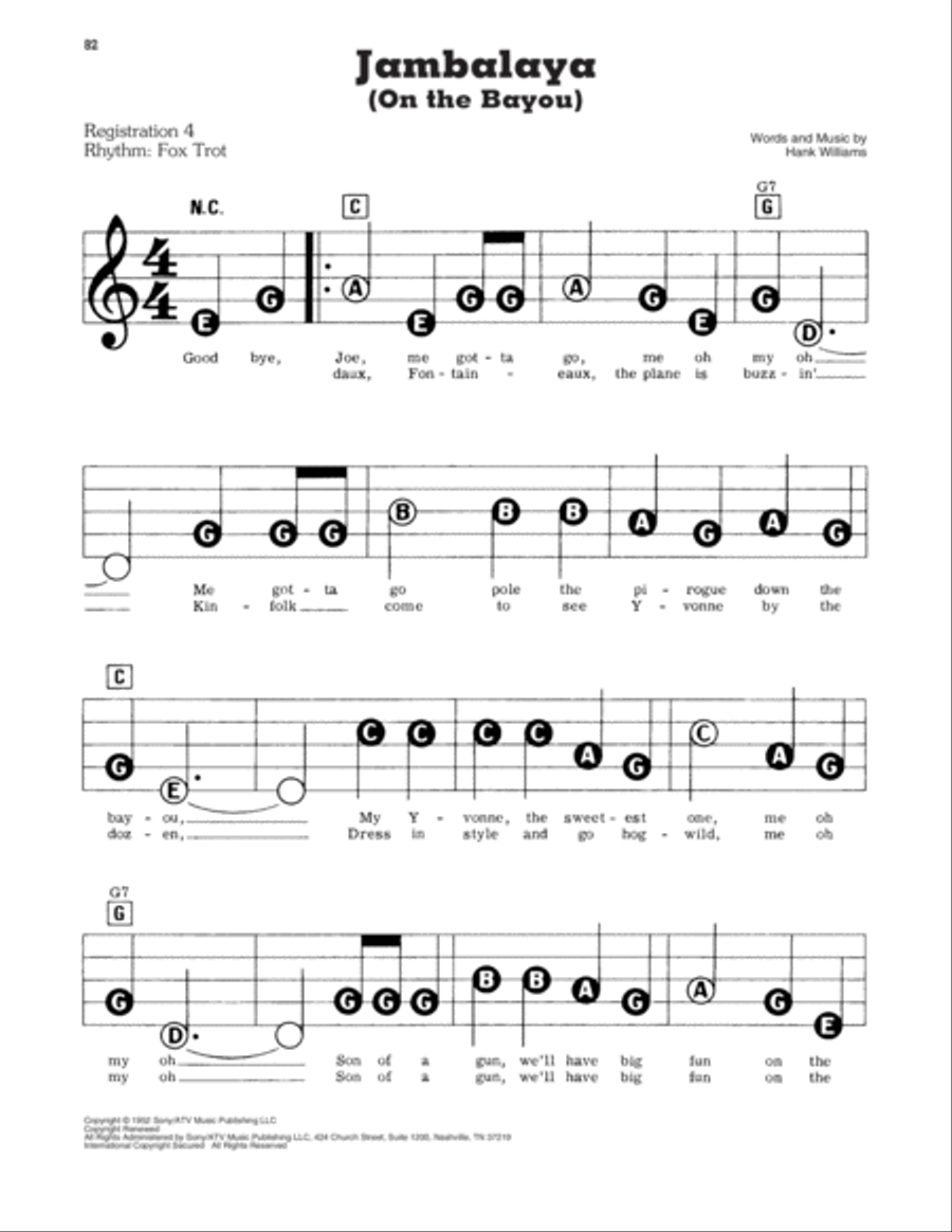 Jambalaya (On The Bayou) Electronic Keyboard scores gallery preview page 1