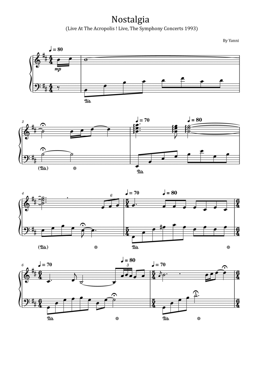 Nostalgia Piano Solo scores gallery preview page 1