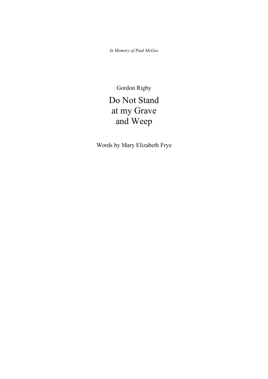 Do Not Stand At My grave and Weep 4-Part scores gallery preview page 1