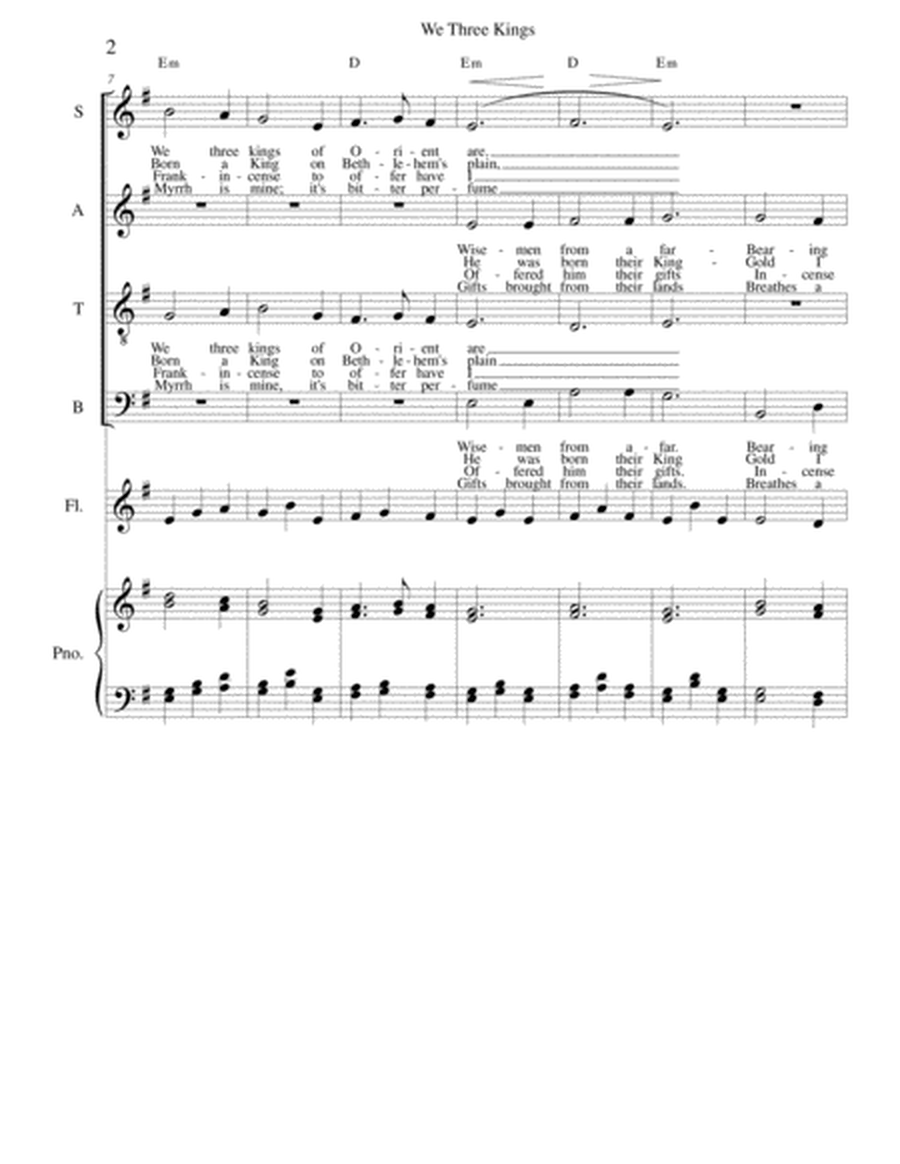 We Three Kings - SATB with choice of flute, cello, french horn, trumpet or violin and piano image number null
