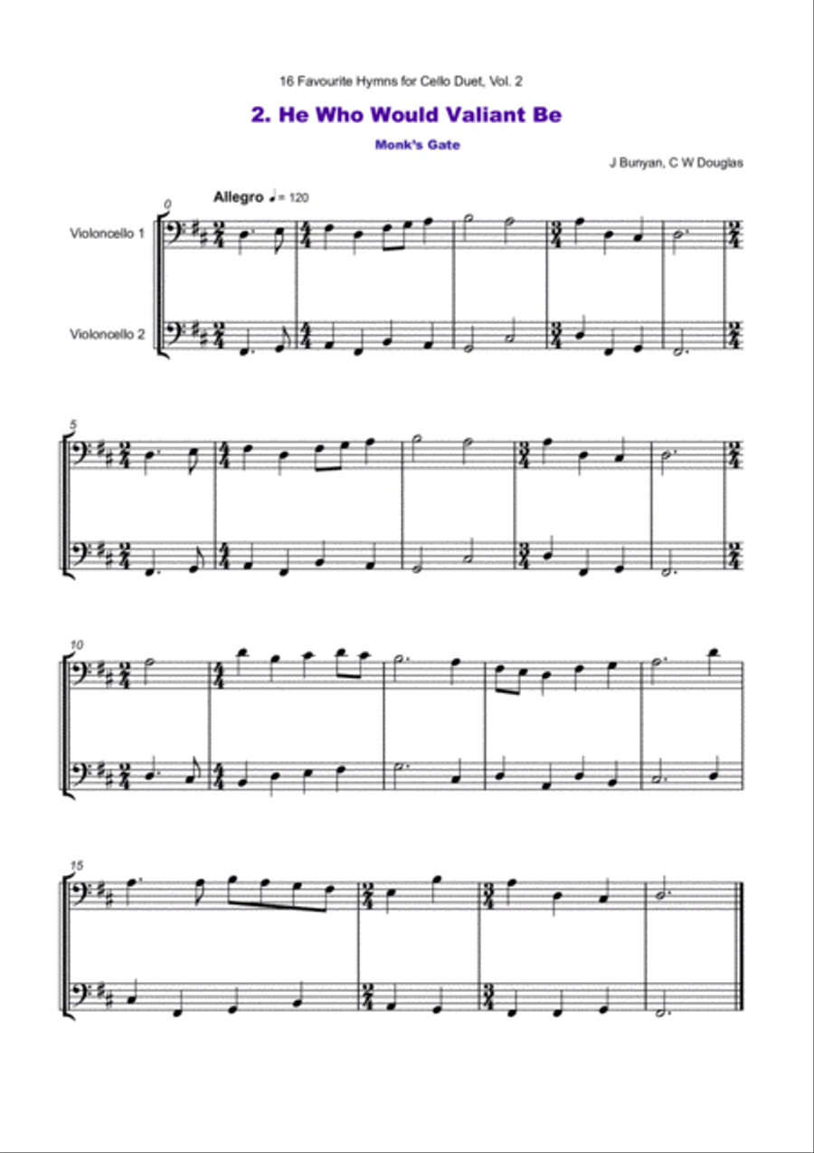 16 Favourite Hymns Vol.2 for Cello Duet String Duet scores gallery preview page 3