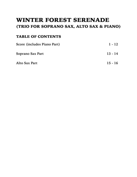 Winter Forest Serenade (Trio for Soprano Sax, Alto Sax and Piano) image number null