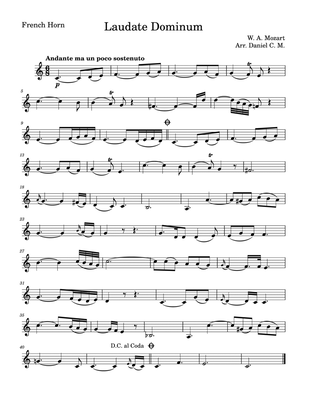 Laudate Dominum for french horn (easy piano)