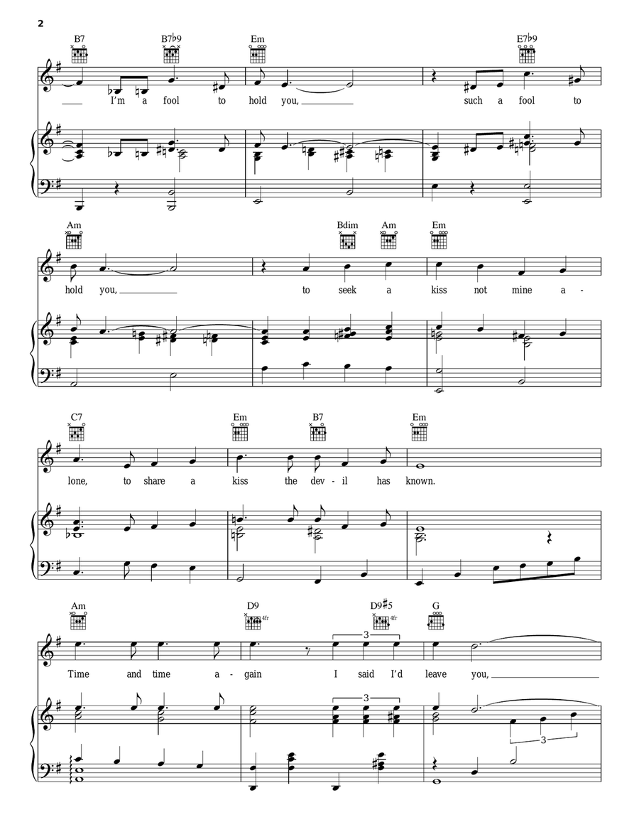 I'm A Fool To Want You Piano, Vocal, Guitar scores gallery preview page 2
