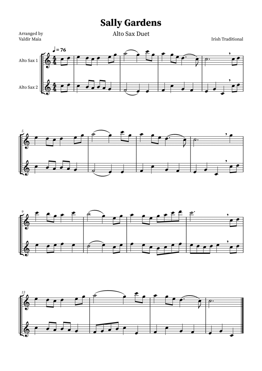 Sally Gardens - Alto Sax Duet Woodwind Duet scores gallery preview page 1