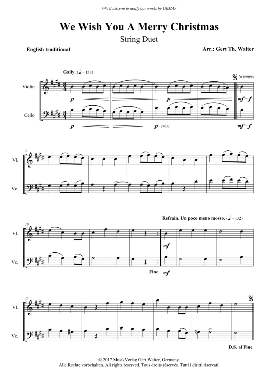 We Wish You A Merry Christmas Flute scores gallery preview page 1