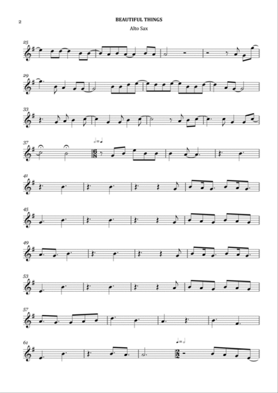 Beautiful Things Beautiful Things Alto Saxophone scores gallery preview page 2