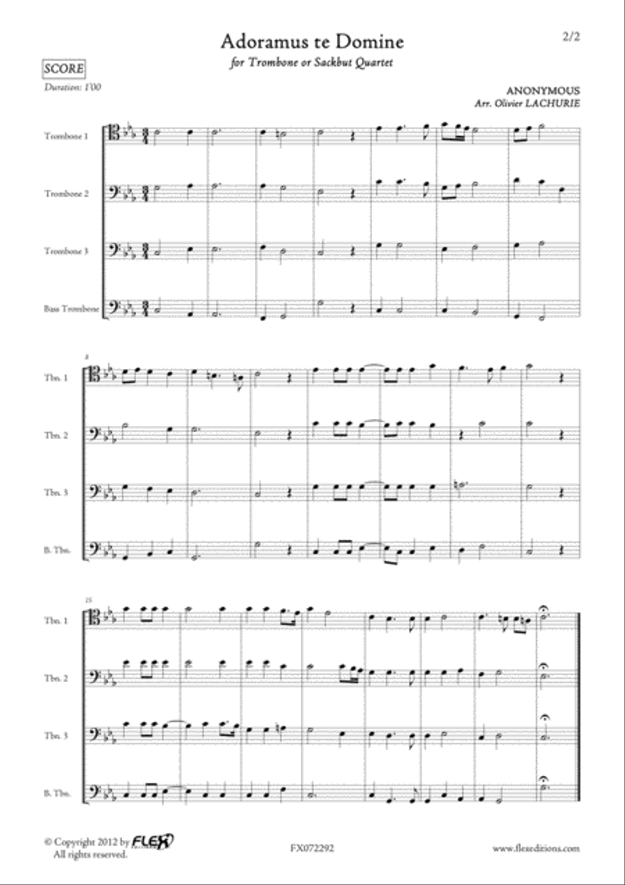 Adoramus te Domine Adoramus te Domine Trombone Quartet scores gallery preview page 2