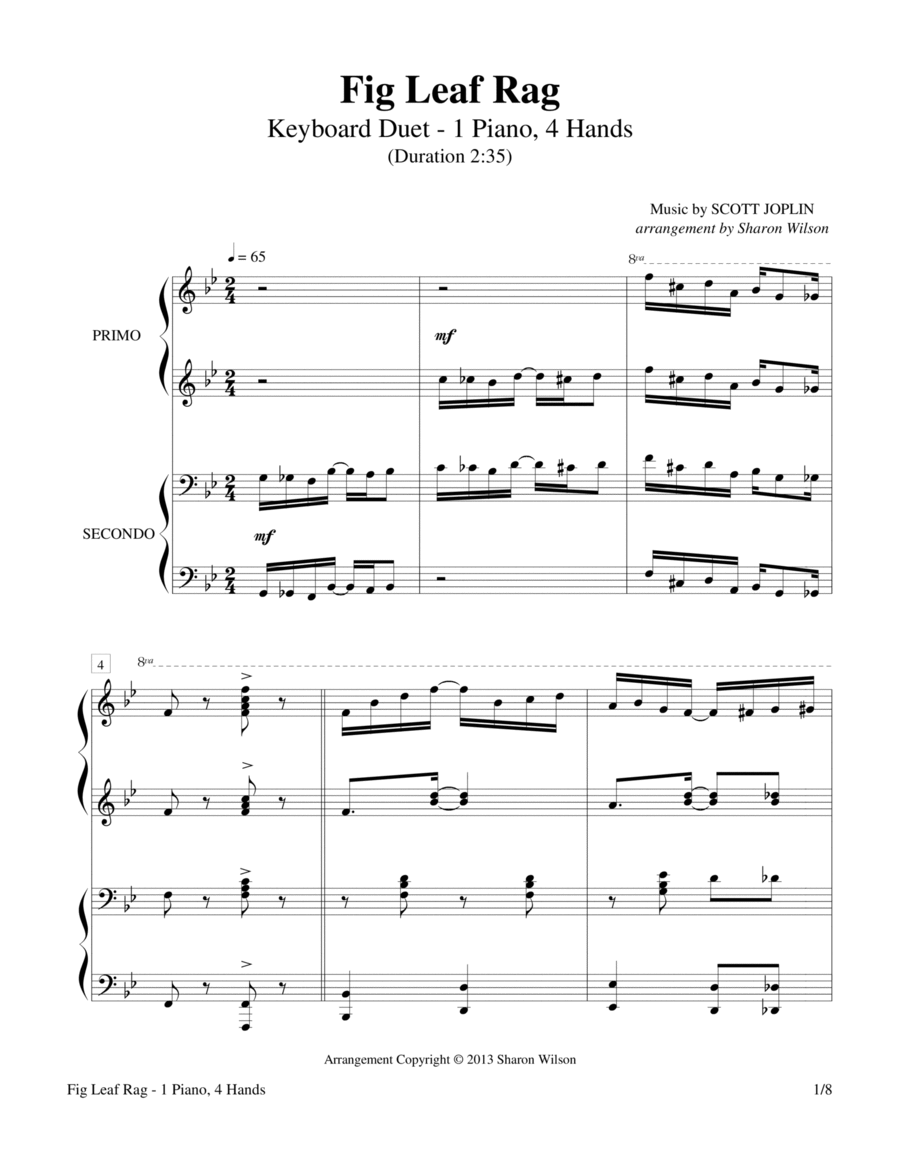 Fig Leaf Rag (1 Piano, 4-Hands Duet) Piano Method scores gallery preview page 1