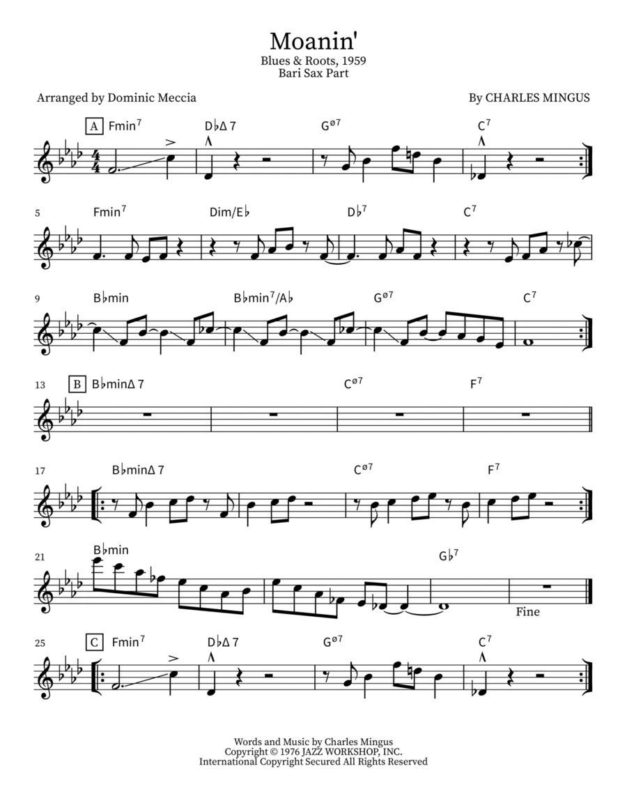 Moanin' Piano Solo scores gallery preview page 1