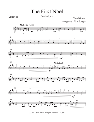 The First Noel (variations for string orchestra) Violin II part