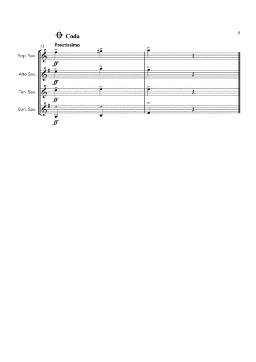 Hungarian Dance No. 5, Brahms - SATB saxophone quartet image number null