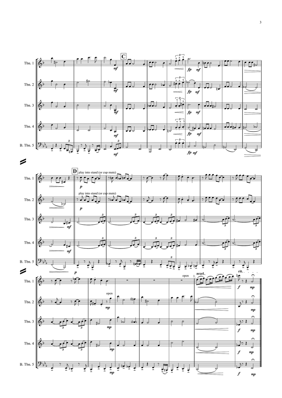 Moonlight Serenade for Bb Trombone Quintet (TC) Jazz for 5 Brass Series Brass Ensemble scores gallery preview page 3
