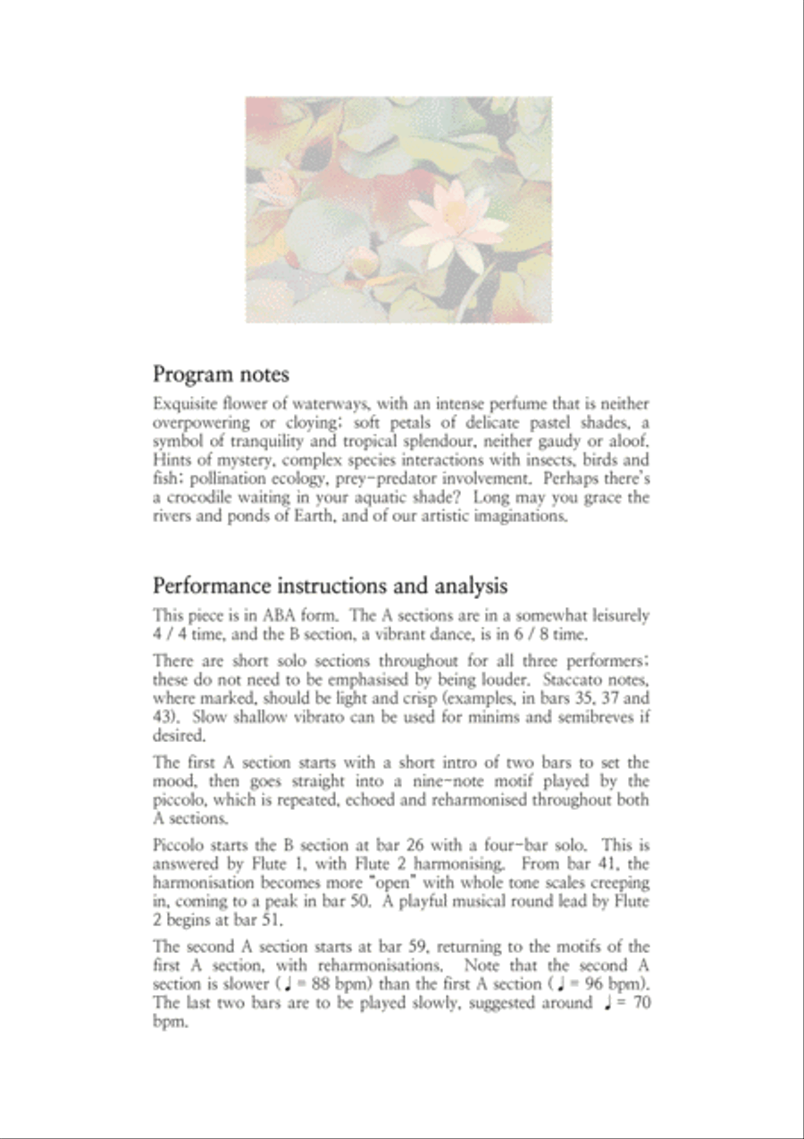 Water Lilies - Flute Trio (Piccolo & two Flutes in C) Flute Trio scores gallery preview page 4