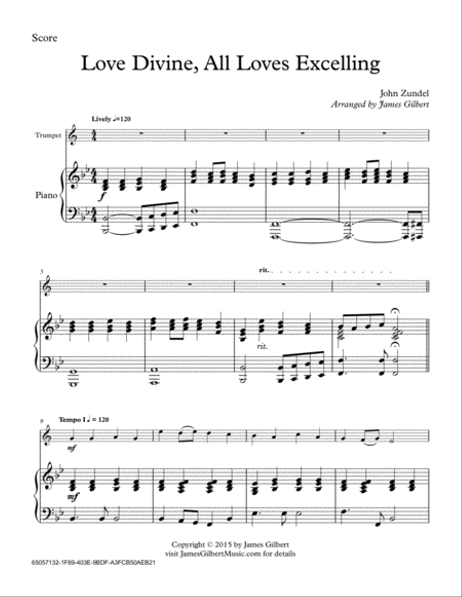 Love Divine, All Loves Excelling Trumpet Solo scores gallery preview page 1