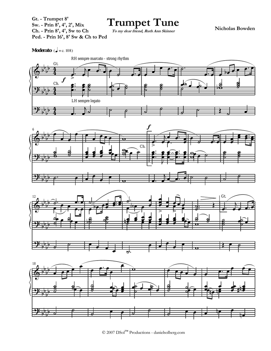 Trumpet Tune for organ and optional trumpet Trumpet scores gallery preview page 1