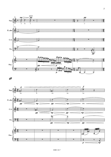 Laps pour soprano, flute alto, cor anglais, violoncelle et piano