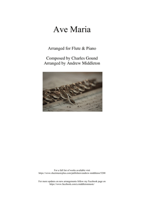 Book cover for Ave Maria arranged for Flute & Piano