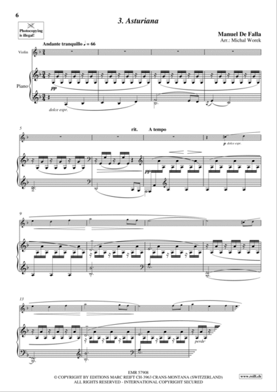 7 Popular Spanish Songs Violin Solo scores gallery preview page 6