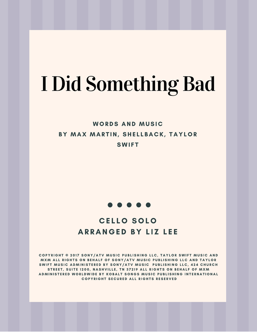 I Did Something Bad Cello Solo scores gallery preview page 1