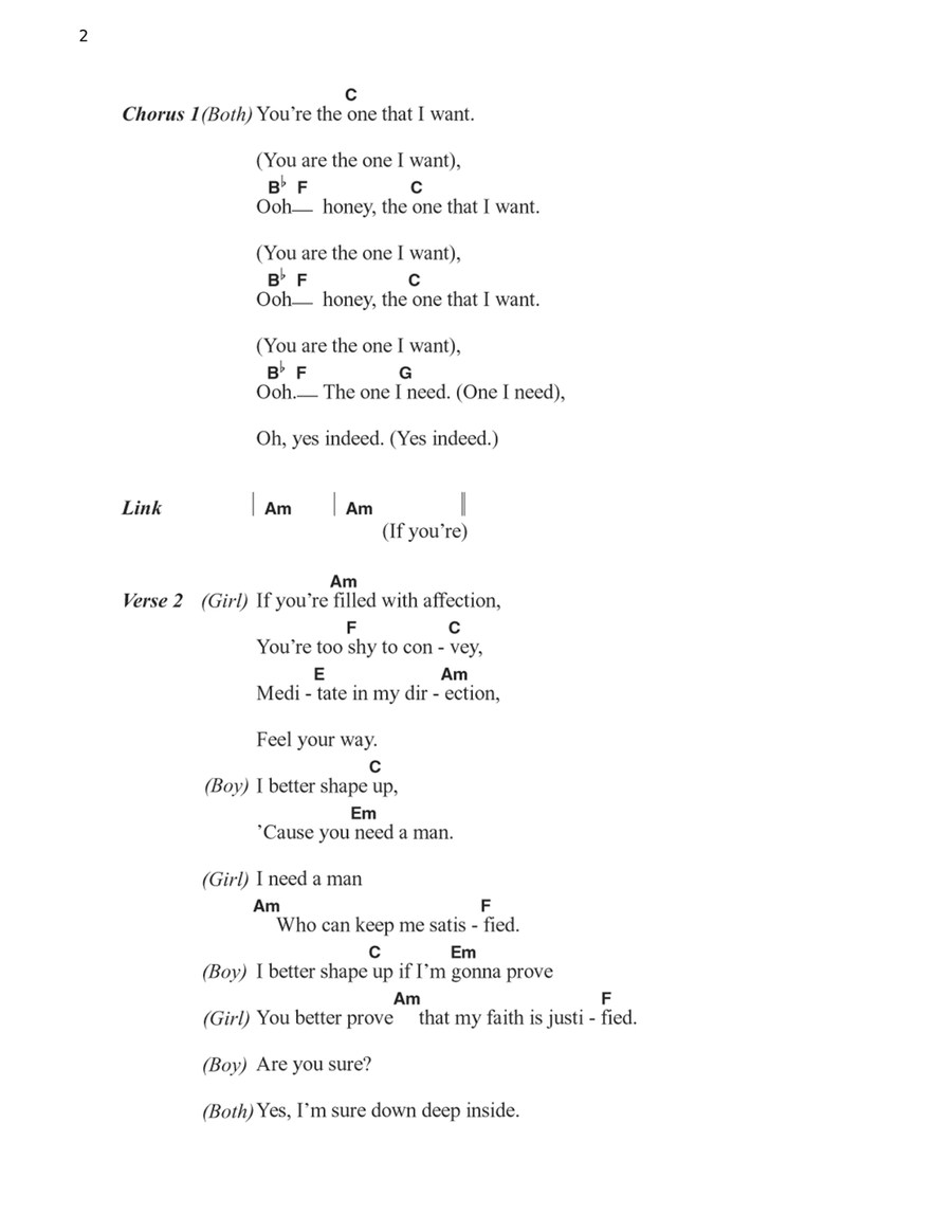 You're The One That I Want (from Grease) Acoustic Guitar scores gallery preview page 2