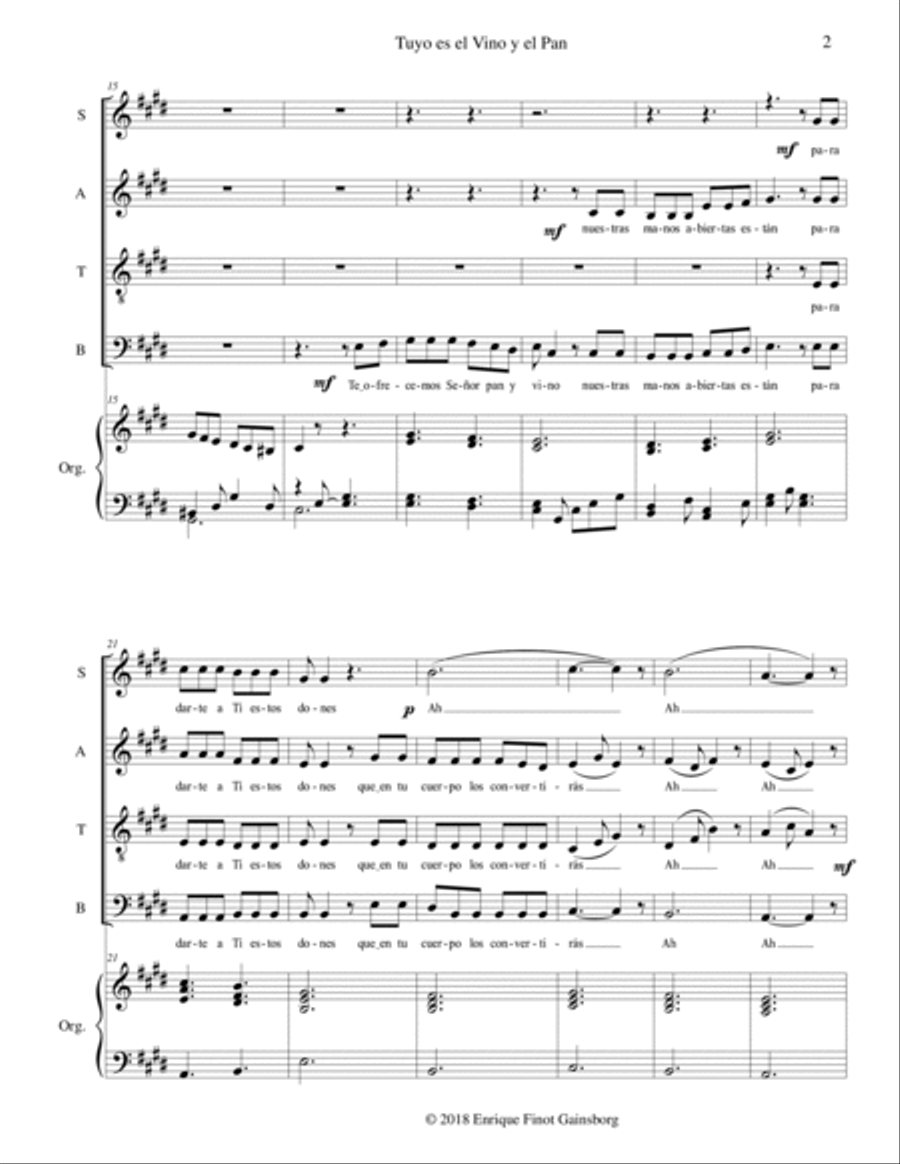 Tuyo es el Vino y el Pan Tuyo es el Vino y el Pan 4-Part scores gallery preview page 2