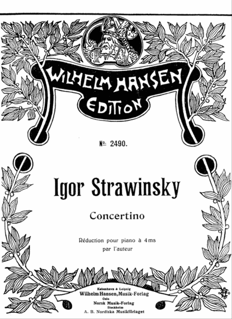 Igor Stravinsky: Concertino (Piano Duet Reduction) Piano scores gallery preview page 1