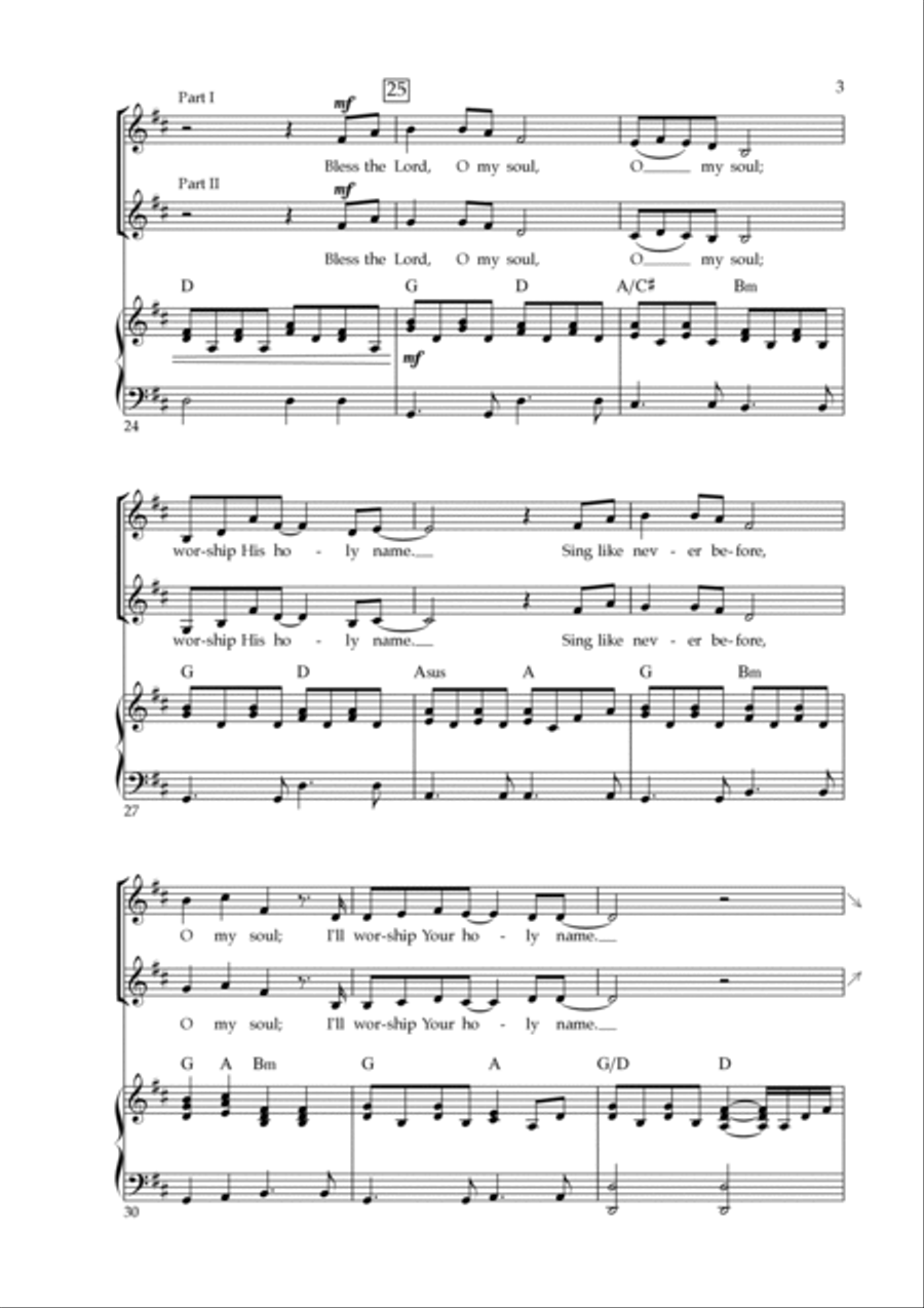 10,000 Reasons (bless The Lord) 2-Part scores gallery preview page 3