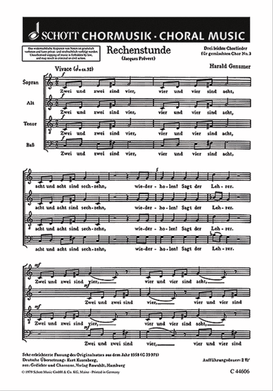 Drei leichte Chorlieder 4-Part scores gallery preview page 1