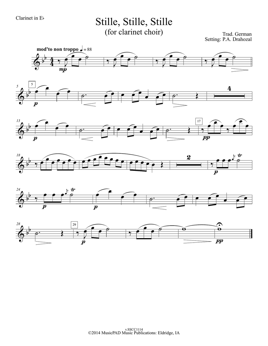 Stille, Stille, Stille (Still, Still, Still) -Traditional German Christmas Carol (set for clarinet c Woodwind Ensemble scores gallery preview page 3