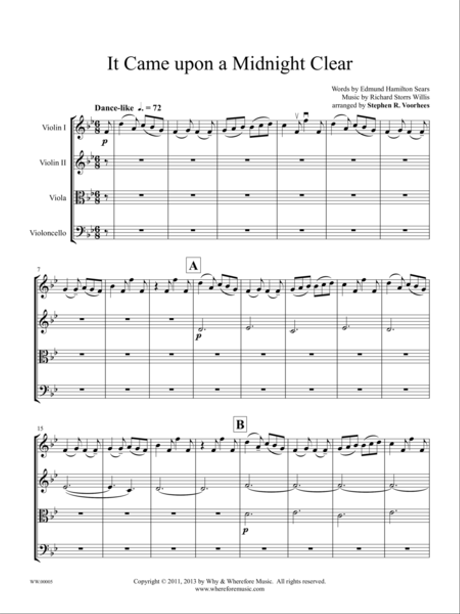 It Came Upon a Midnight Clear String Quartet scores gallery preview page 1