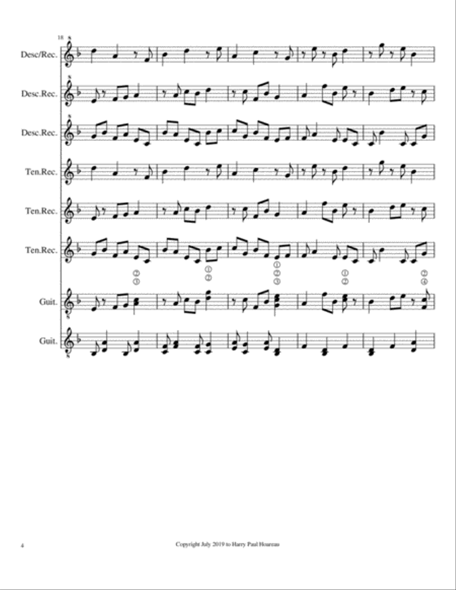 Presence 27ta Guitar and Recorder Octet Woodwind Ensemble scores gallery preview page 4