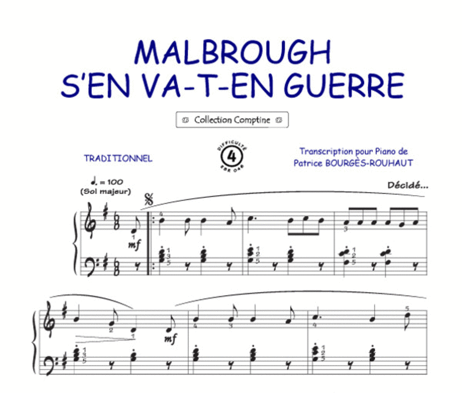 Malbrought s'en va en guerre (Comptine)