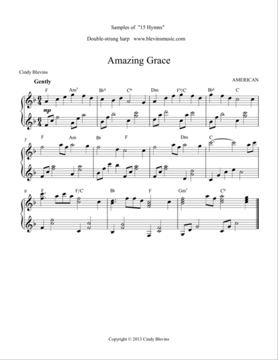 15 Hymns, for Double-Strung Harp Harp scores gallery preview page 2