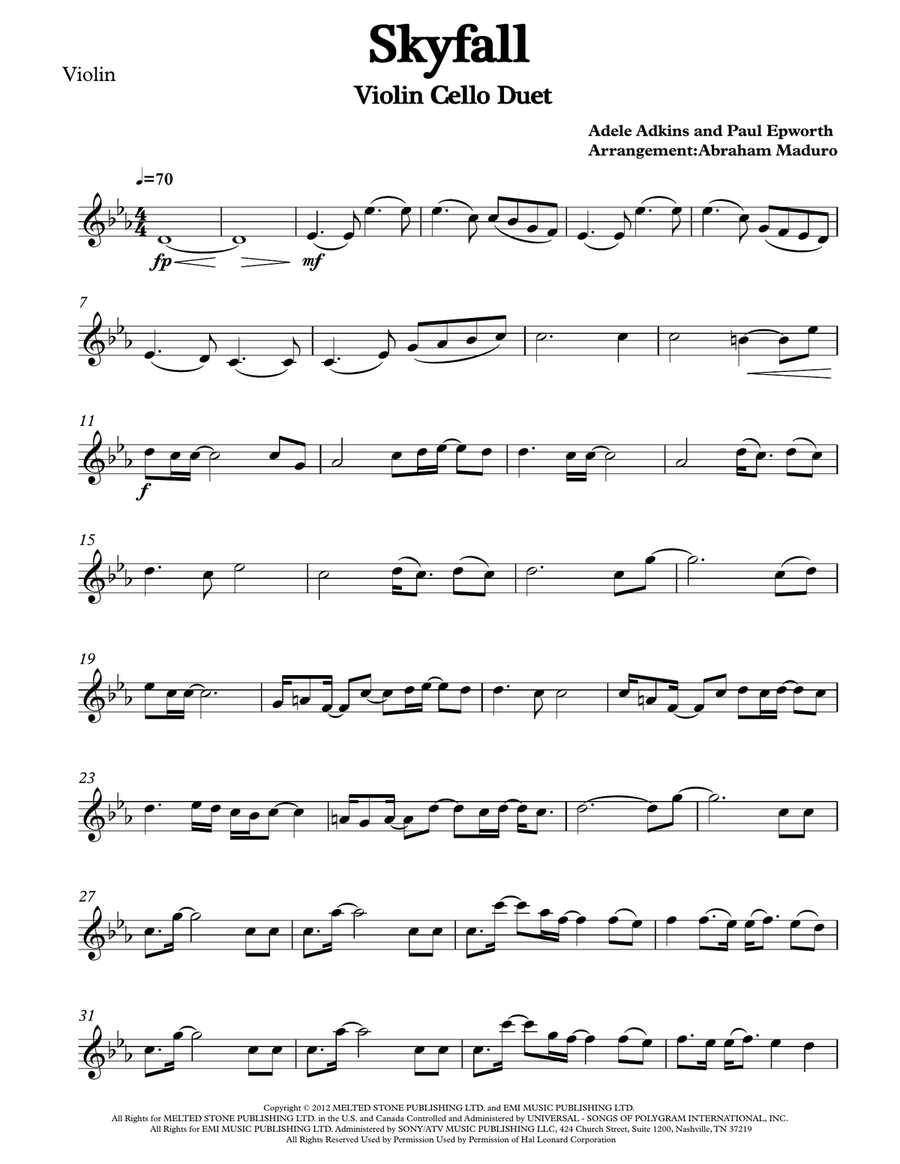 Skyfall String Duet scores gallery preview page 4