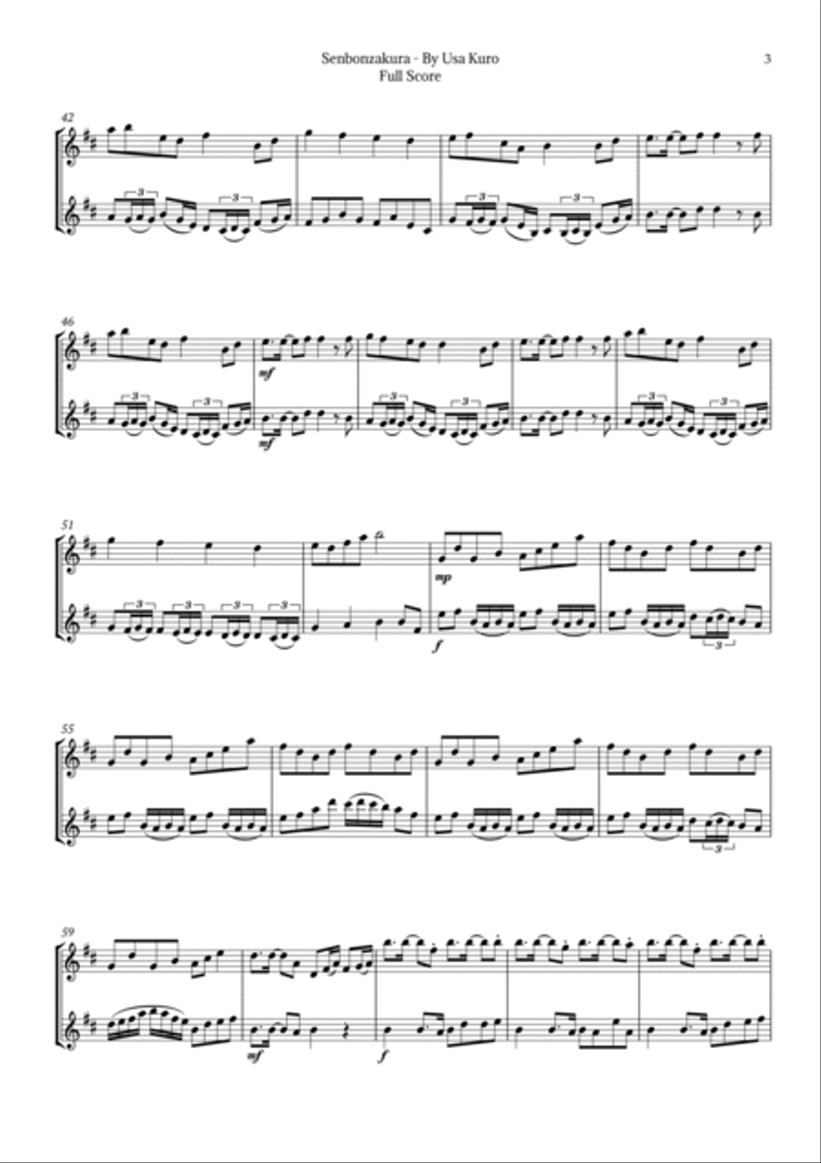 Senbonzakura Woodwind Duet scores gallery preview page 3